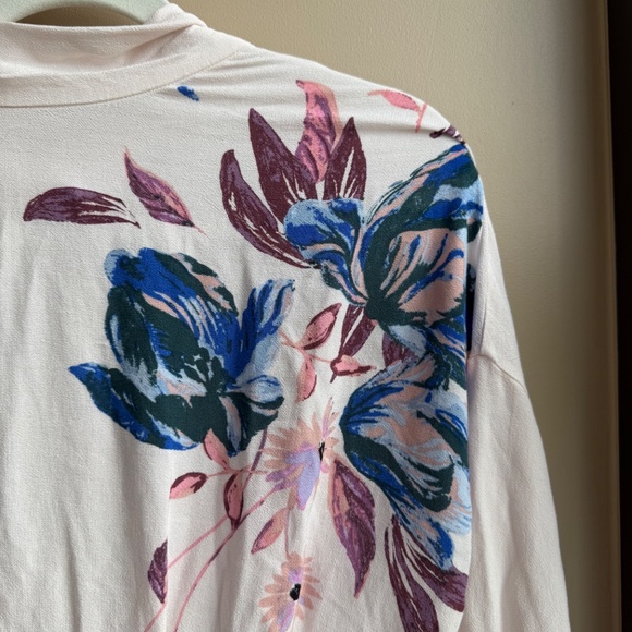 Free People Gemma Watercolor Floral Choker Neck Tunic Mini Dress – Size S - Picture 9 of 11